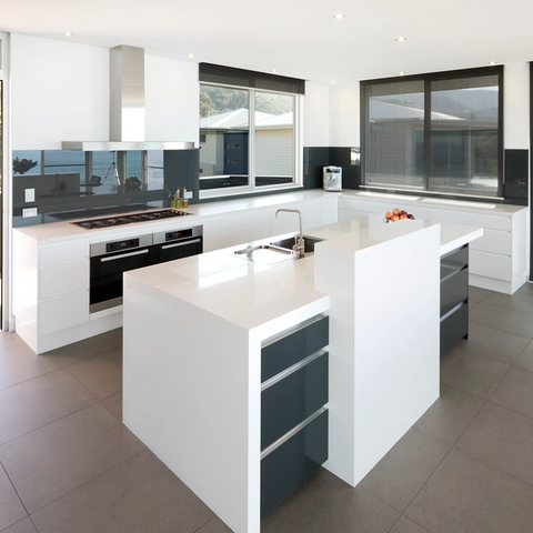 Popular piedra de cuarzo blanco puro fabricada en China para encimeras de cocina