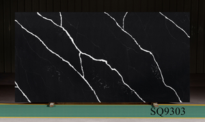 Piedra de cuarzo de ingenier&iacute;a negra Calacatta de primera calidad para encimera de cocina/superficie de isla/mesa de comedor/mesa de centro