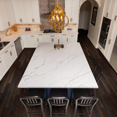 Losas de cuarzo Calacatta Piedra de ingenier&iacute;a sin s&iacute;lice para mesas de trabajo y encimeras