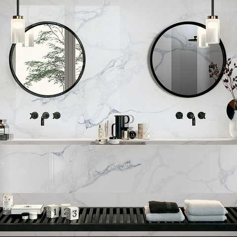 China Calacatta Blanco Negro Gris Oro Piedra de cuarzo para ba&ntilde;o Vainitytop
